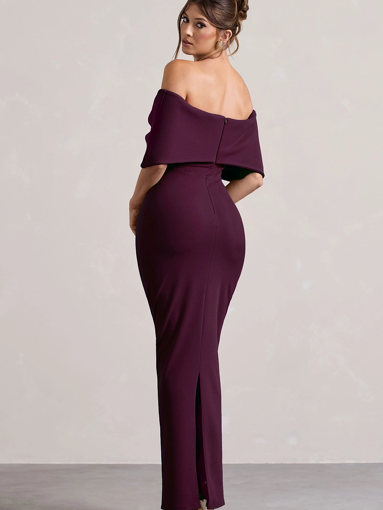 Cornelia | Plum Strapless Maxi Dress With Oversized Bow 2