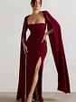 Claretta | Berry Square Neck Twisted Maxi Dress With Cape Sleeves - thumbnail 1