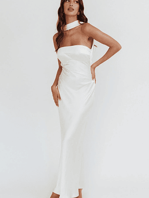 Damsel Reverse Halter Maxi Dress Oyster