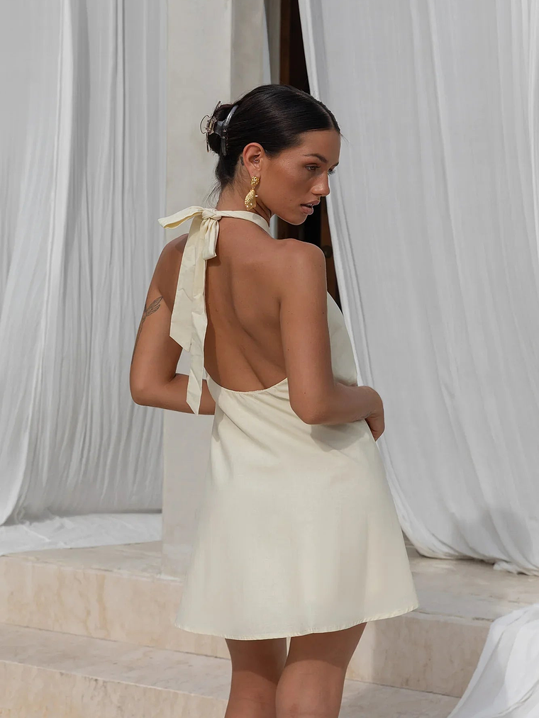 Coconut Sips Halter Mini Dress Yellow 6