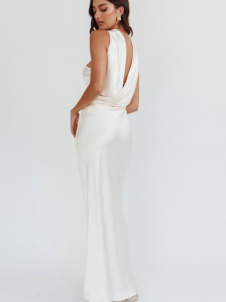 Damsel Reverse Halter Maxi Dress Oyster 2