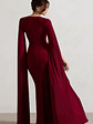 Claretta | Berry Square Neck Twisted Maxi Dress With Cape Sleeves - thumbnail 2