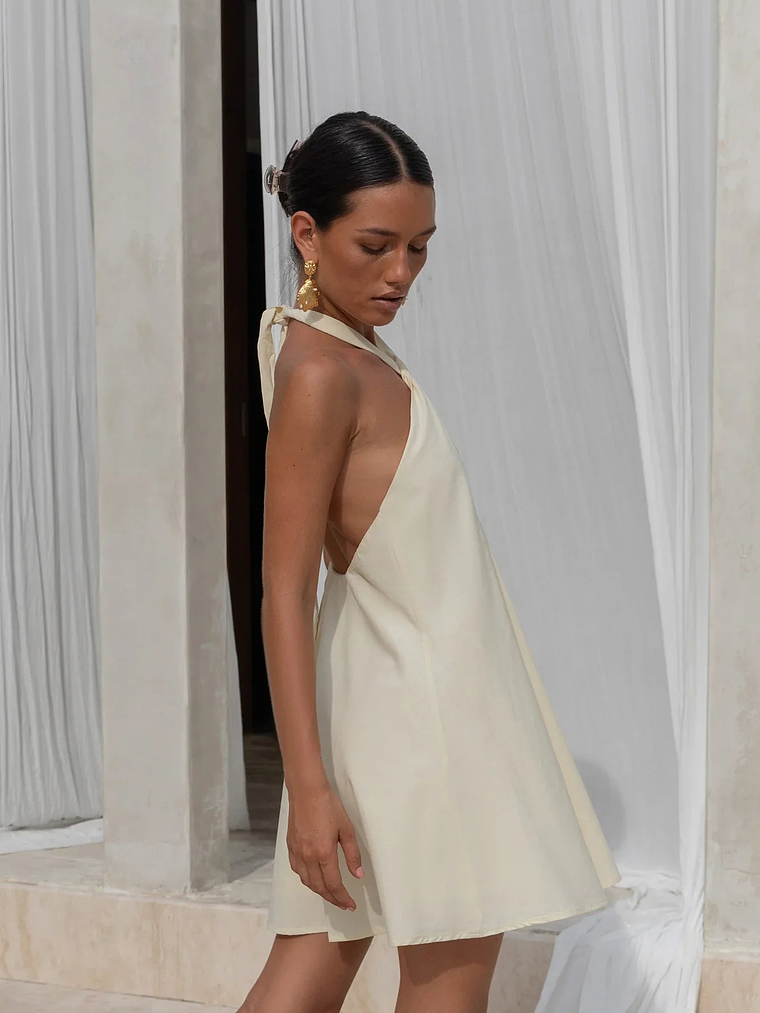 Coconut Sips Halter Mini Dress Yellow 7