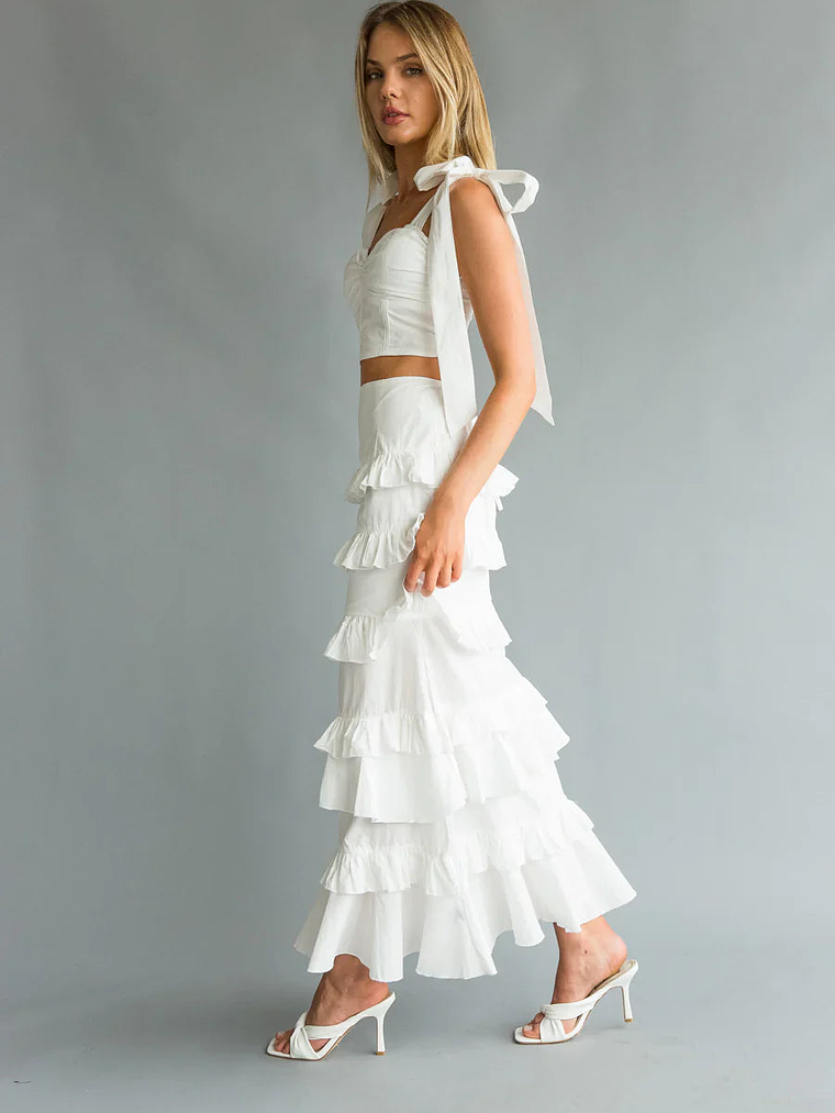Dawn Bow Strap Bustier Top + Tiered Ruffle Skirt Set 3