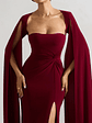 Claretta | Berry Square Neck Twisted Maxi Dress With Cape Sleeves - thumbnail 3