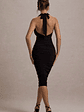 Coda | Black Ruched Plunge-Neck Midi Dress - thumbnail 2