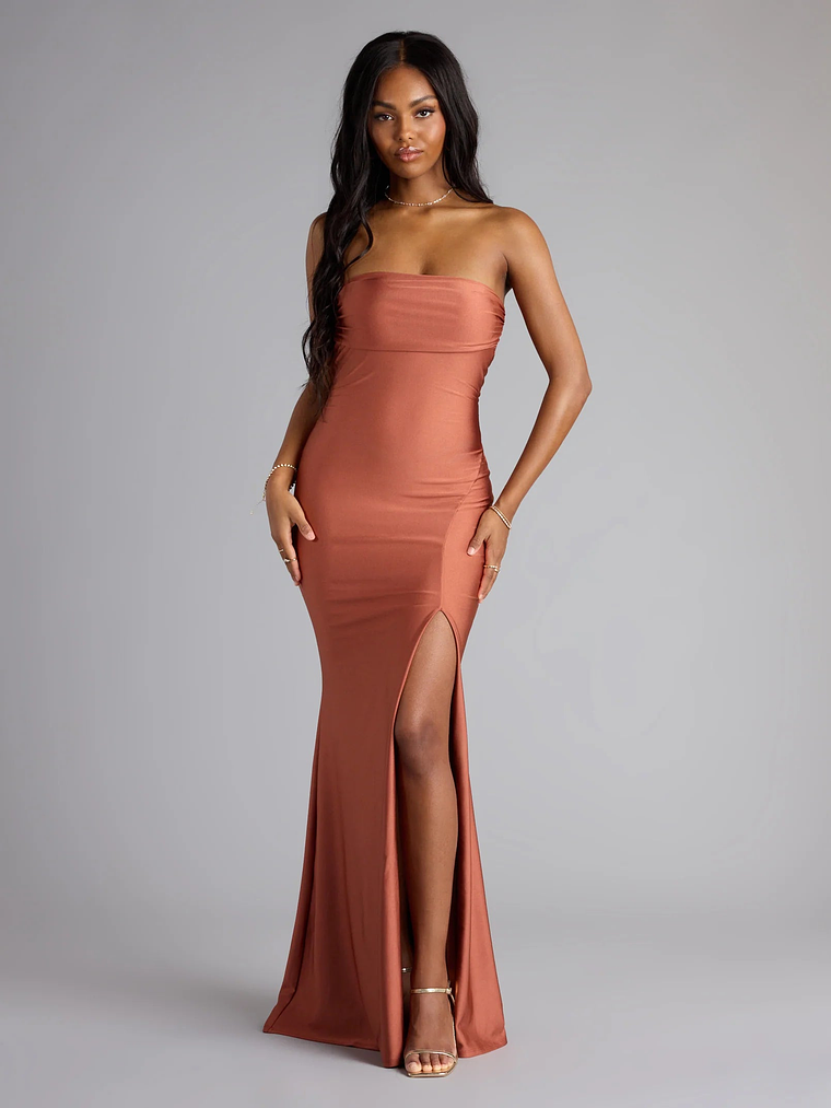 Cheryl Strapless Slit Mermaid Formal Dress 27