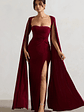 Claretta | Berry Square Neck Twisted Maxi Dress With Cape Sleeves - thumbnail 4
