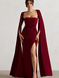 Claretta | Berry Square Neck Twisted Maxi Dress With Cape Sleeves - thumbnail 5