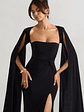 Claretta | Black Square Neck Twisted Maxi Dress With Cape Sleeves - thumbnail 3