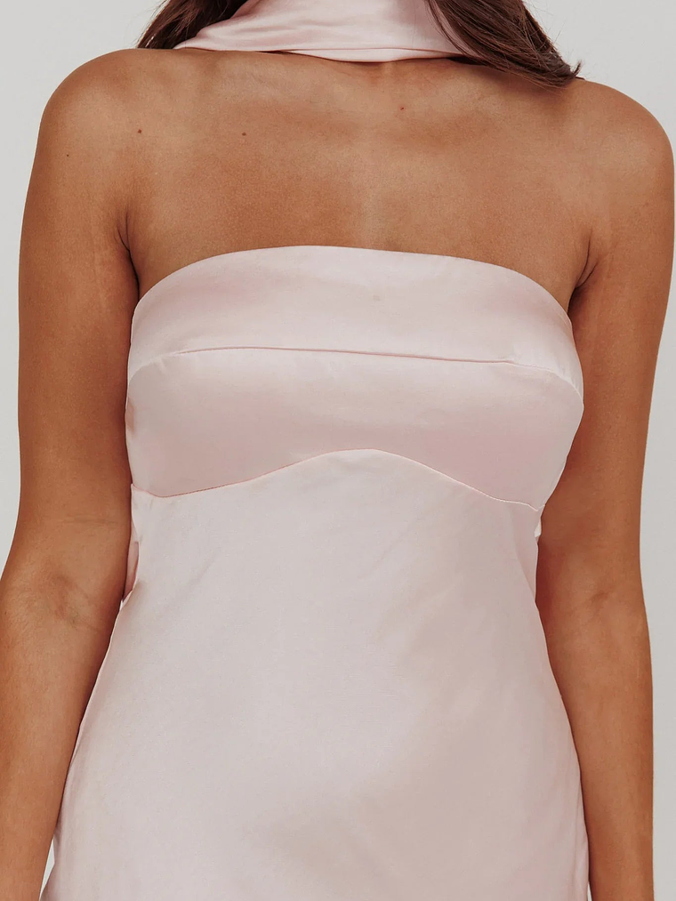 Damsel Reverse Halter Mini Dress Blush 3