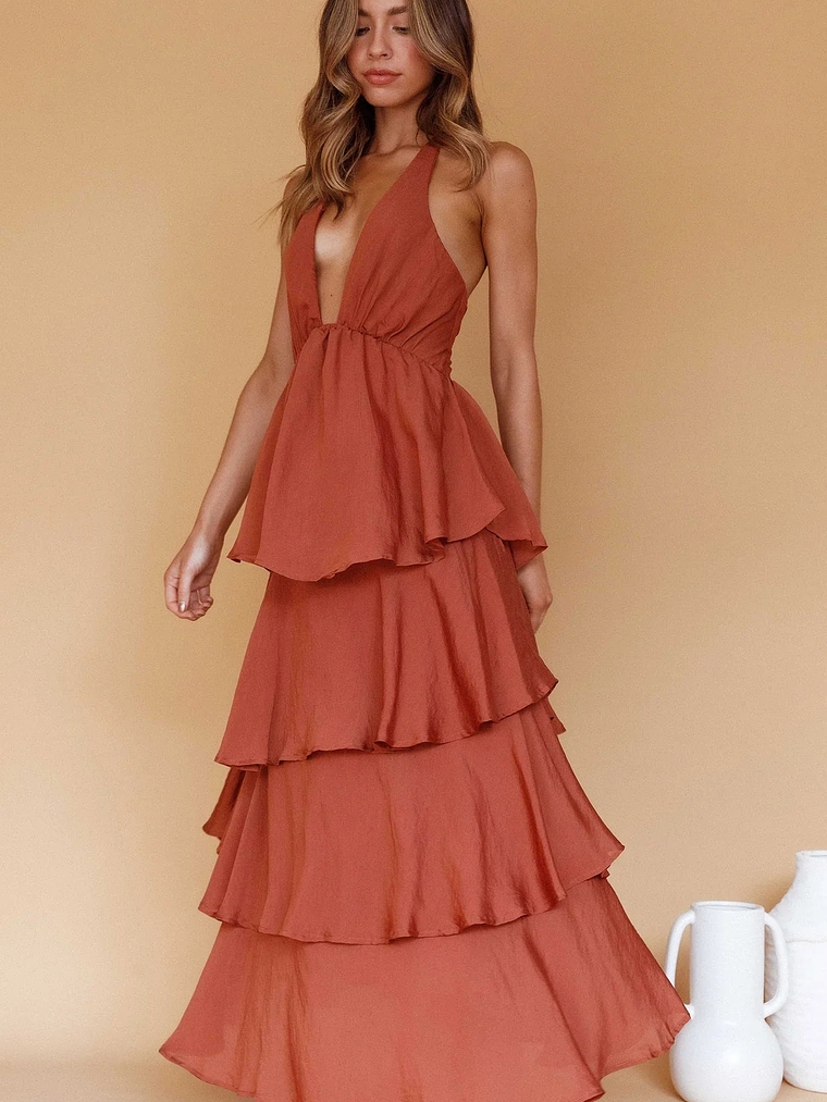 Catalina Tiered Ruffle Maxi Dress Cocoa 6