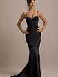 Custom | Black Satin Sweetheart Corset Fishtail Maxi Dress - thumbnail 6