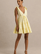 Corrina | Lemon Broderie Plunge-Neck Mini Dress - thumbnail 1