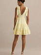 Corrina | Lemon Broderie Plunge-Neck Mini Dress - thumbnail 2