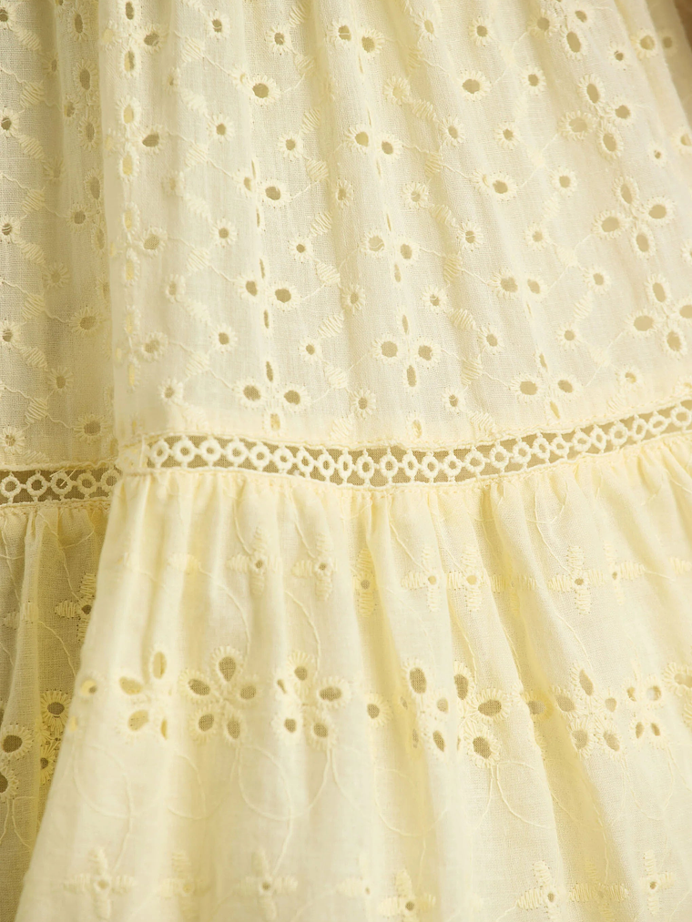 Corrina | Lemon Broderie Plunge-Neck Mini Dress 6