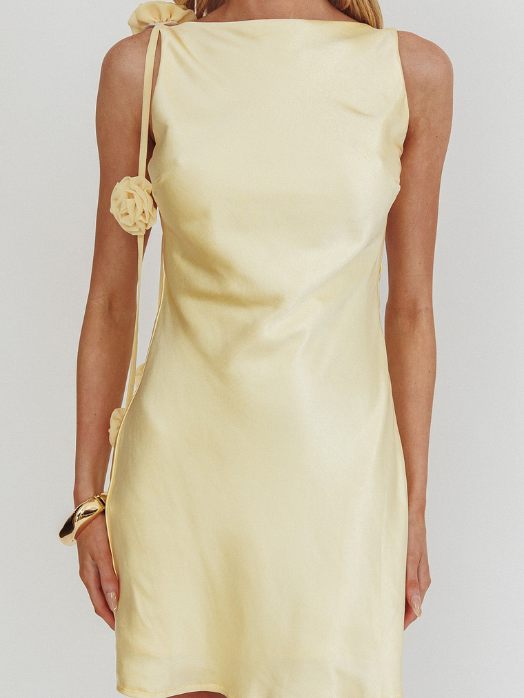 Collecting Memories Backless Rosette String Mini Dress Butter 3