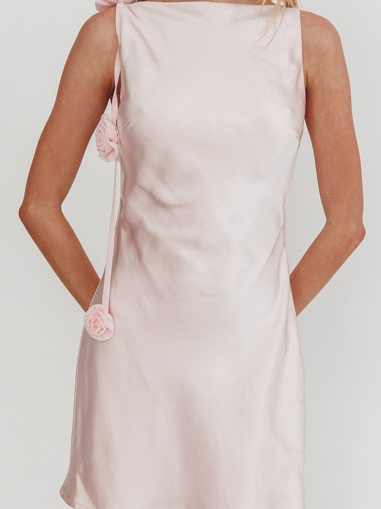 Collecting Memories Backless Rosette String Mini Dress Pink 3