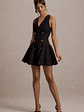 Collette | Black Tailored Plunge-Neck Mini Dress - thumbnail 4