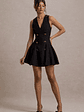 Collette | Black Tailored Plunge-Neck Mini Dress - thumbnail 5