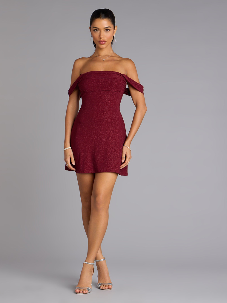 Classic Glitz Glitter Knit Off-The-Shoulder Mini Dress 9