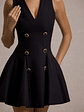 Collette | Black Tailored Plunge-Neck Mini Dress - thumbnail 7