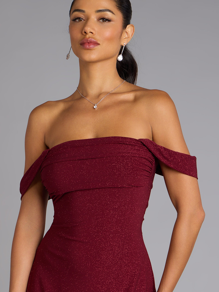 Classic Glitz Glitter Knit Off-The-Shoulder Mini Dress 12