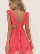 Chiffon Baby Doll Ruffle Dress in Red Coral - thumbnail 3