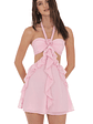 Chiffon Cutout Ruffle Dress in Pink - thumbnail 1