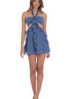 Chiffon Cutout Ruffle Dress in Denim Blue - thumbnail 4