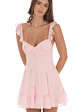 Chiffon Rose Ruffle Strap Dress in Pink - thumbnail 2