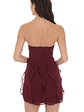 Chiffon Rosette Ruffle Dress in Burgundy - thumbnail 2