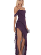 Chiffon Ruffle Maxi Dress in Purple - thumbnail 3