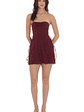 Chiffon Rosette Ruffle Dress in Burgundy - thumbnail 4
