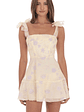 Embroidered Floral A-line Dress in Cream - thumbnail 1
