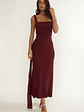 Emara Ruched Waist Sash Maxi Dress Burgundy - thumbnail 1