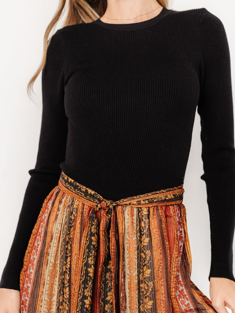 Emryn Sweater Dress | Black + Multi Print 2