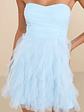 Delightful Beauty Light Blue Mesh Strapless Ruffled Mini Dress - thumbnail 4