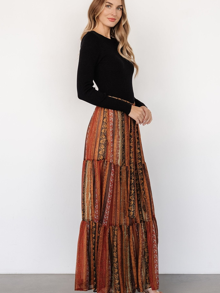 Emryn Sweater Dress | Black + Multi Print 3