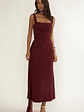 Emara Ruched Waist Sash Maxi Dress Burgundy - thumbnail 4