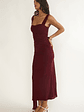 Emara Ruched Waist Sash Maxi Dress Burgundy - thumbnail 6