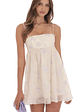 Embroidered Floral Babydoll Dress in Ivory - thumbnail 1