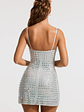 Embellished A-Line Mini Dress in Silver - thumbnail 2