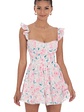 Embroidered Trim Floral A-line Dress in White - thumbnail 4
