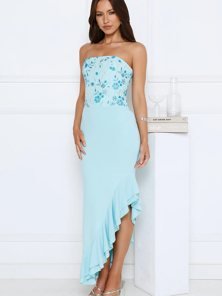 Enchanted Affection Strapless Sequin Midi Dress 9