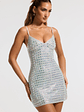 Embellished A-Line Mini Dress in Silver - thumbnail 8