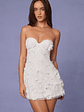 Embellished Bandeau A-line Mini Dress in White - thumbnail 1