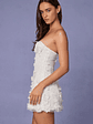 Embellished Bandeau A-line Mini Dress in White - thumbnail 3