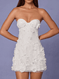 Embellished Bandeau A-line Mini Dress in White - thumbnail 4