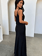 Delilah V-Neck Satin Maxi Dress - Black - thumbnail 4